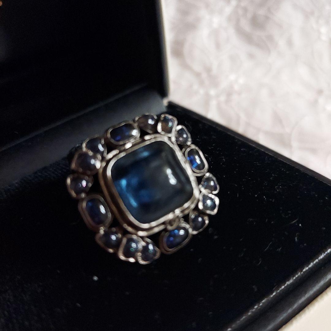 初売りセールCHANELボタン　グリポア大粒　超希少ブルー×アンティークシルバー