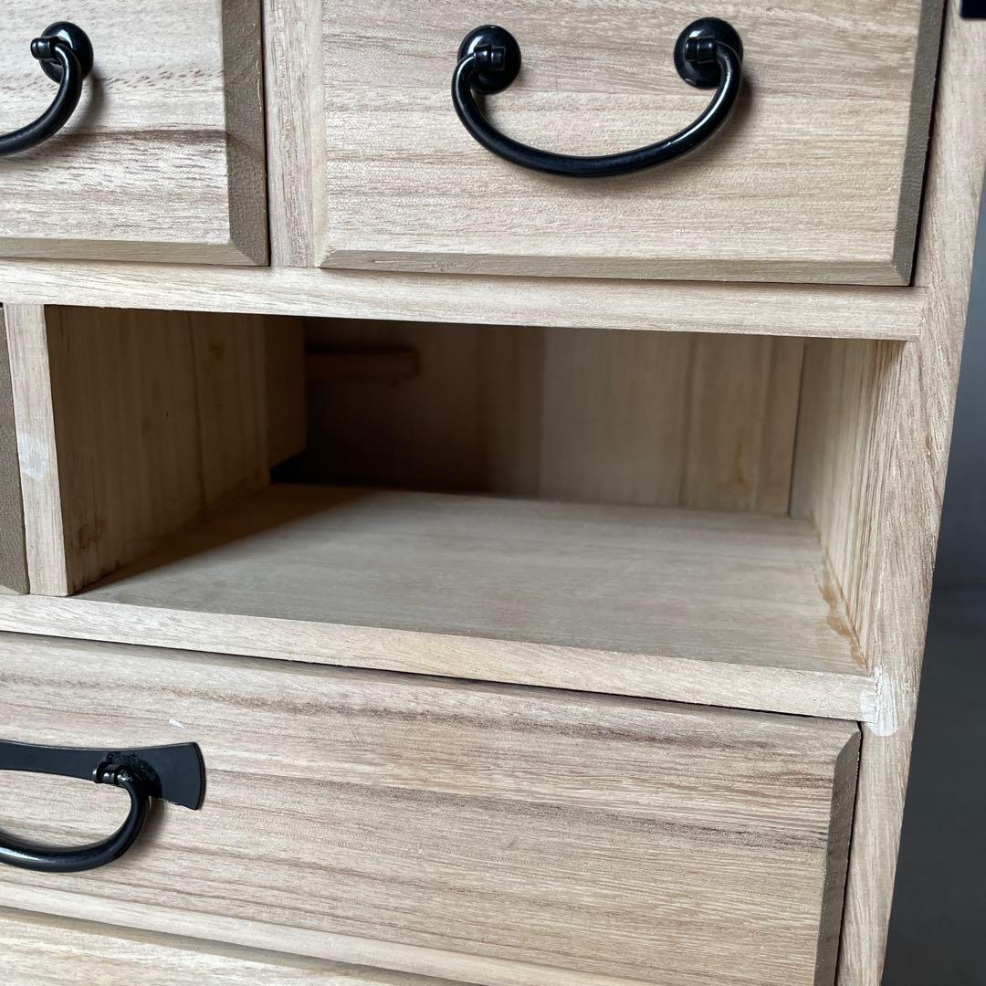 木製 桐 薬箪笥 小抽斗 7杯 小物入れ 引き出し 裁縫箱 白木 和風チェスト