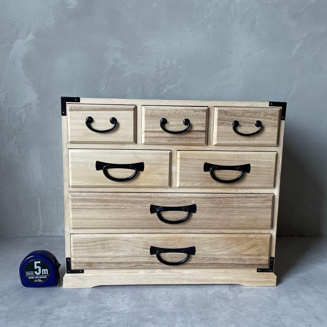 木製 桐 薬箪笥 小抽斗 7杯 小物入れ 引き出し 裁縫箱 白木 和風チェスト