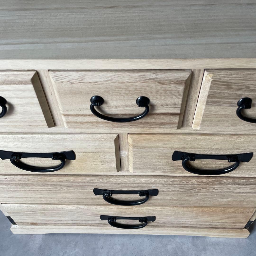 木製 桐 薬箪笥 小抽斗 7杯 小物入れ 引き出し 裁縫箱 白木 和風チェスト