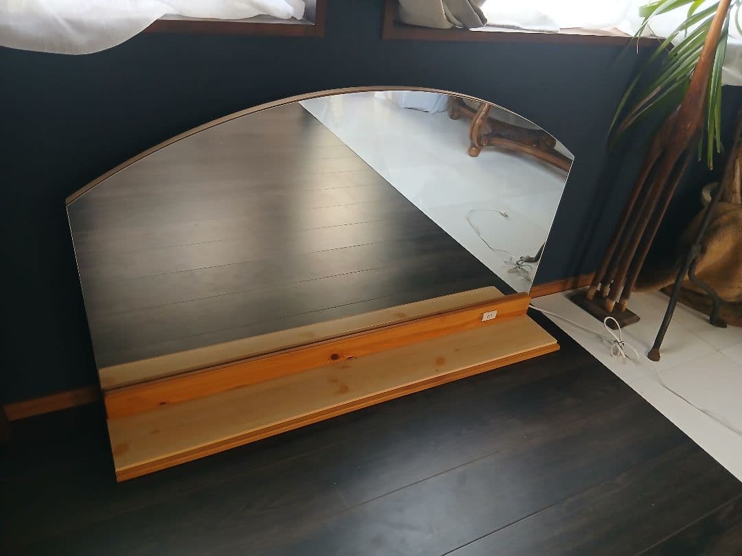 大型 半円形 卓上ミラー 電源付き ベッドサイド ドレッサー