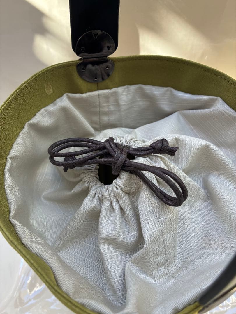 帯リメイク花柄オリーブグリーン円筒ハンドバッグ☆26-1