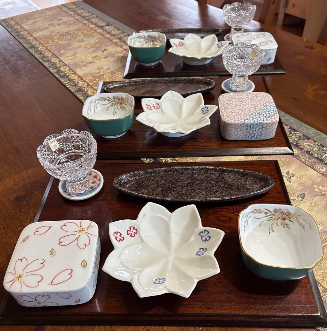 特選✨３人様お膳【深川製磁・陶悦・風雅Crystal・蓋物・乃りたけ他】18品