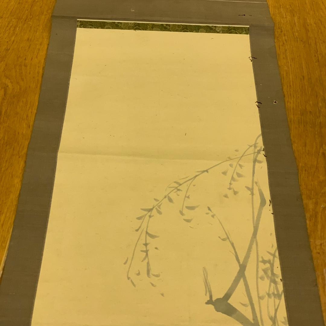 掛軸 牧童図 作者不明 サイン・落款あり 宋紫石 鳥獣画 普段掛け 年中掛け