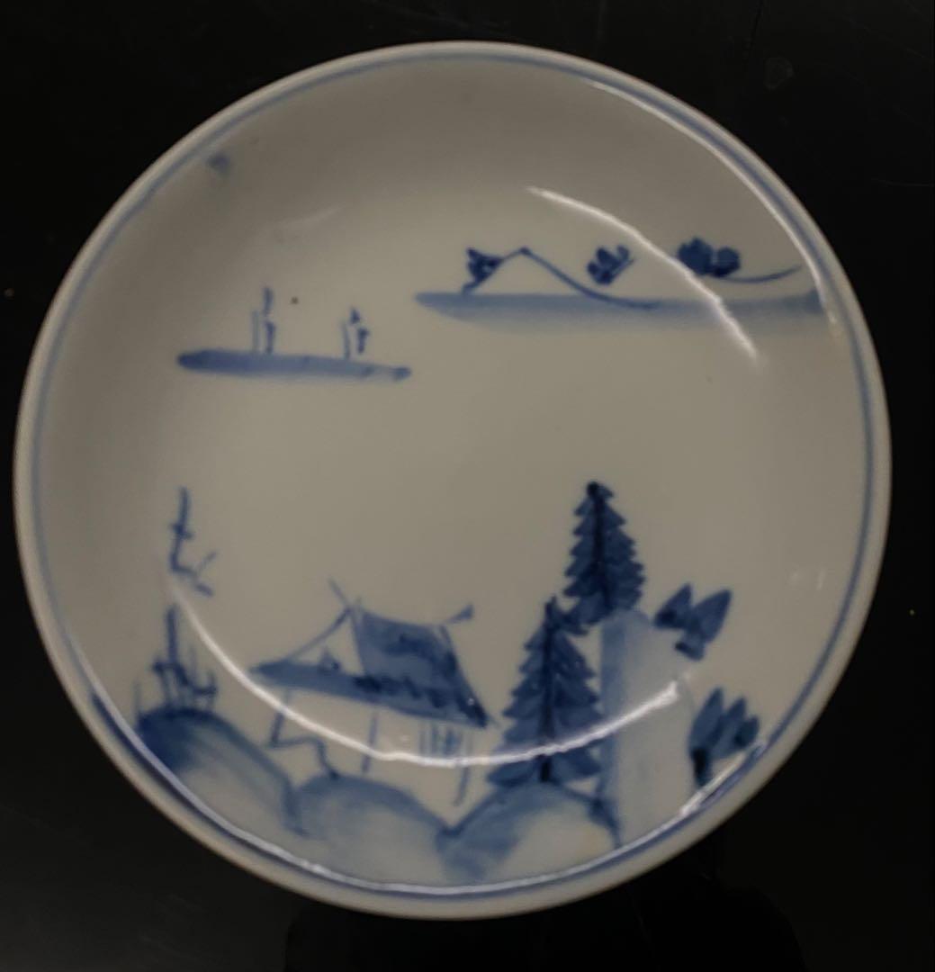 古伊万里染付山水文皿　6枚セット