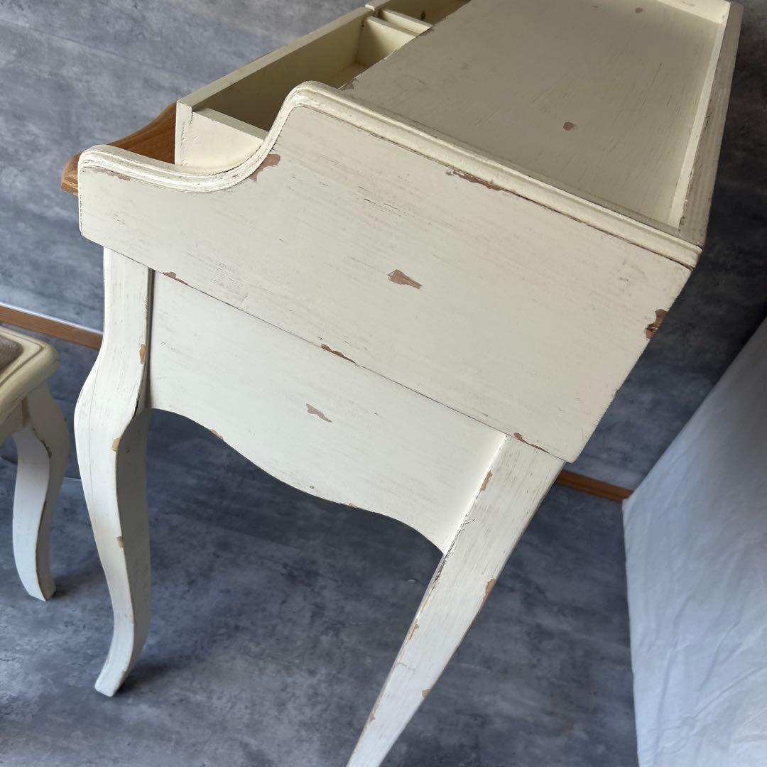 アンティーク加工 シャビーシック 猫脚コンソールデスク　椅子付