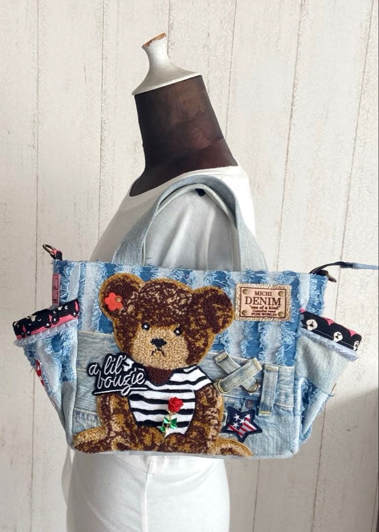 デニムリメイクバッグS くま