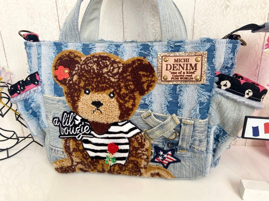 デニムリメイクバッグS くま