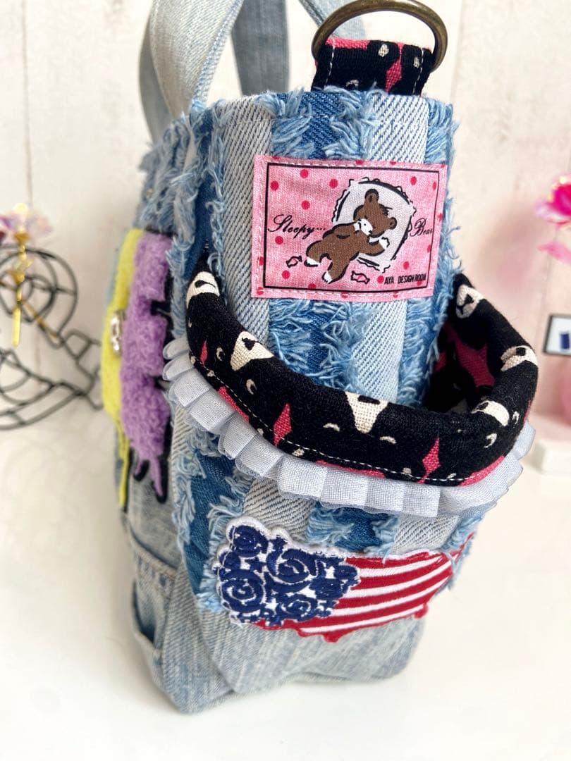 デニムリメイクバッグS くま