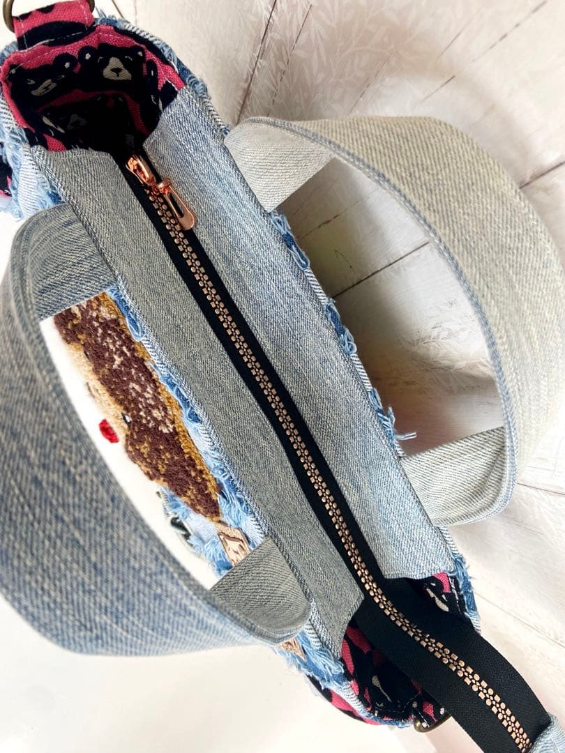 デニムリメイクバッグS くま