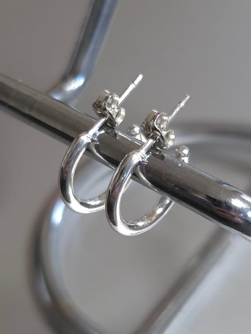 ハンドメイド　フープピアス　シルバー