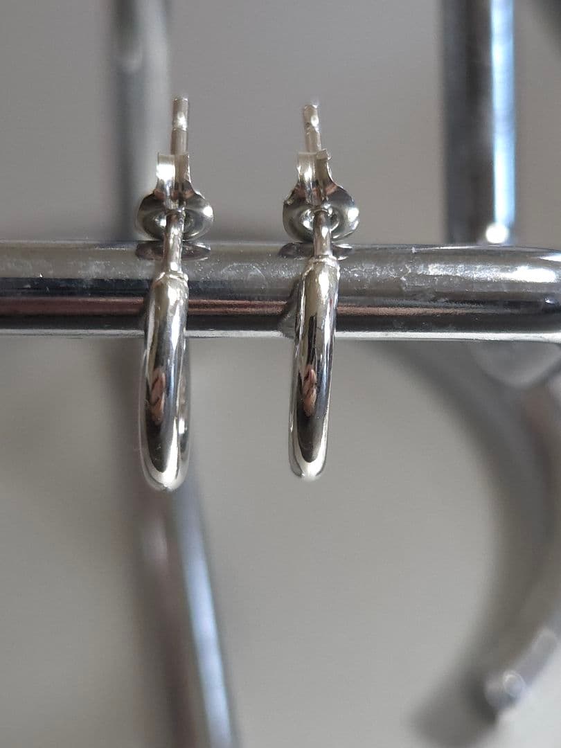 ハンドメイド　フープピアス　シルバー