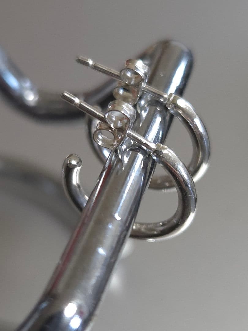 ハンドメイド　フープピアス　シルバー