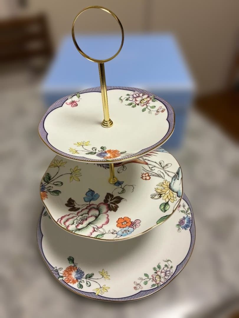  Fortune 花柄の3段ケーキスタンド 組立式