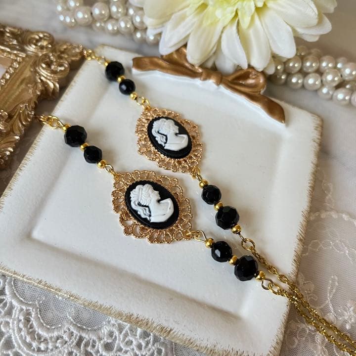 ♪❤️ カメオ　ガラスビーズ　マスクチェーン　メガネチェー