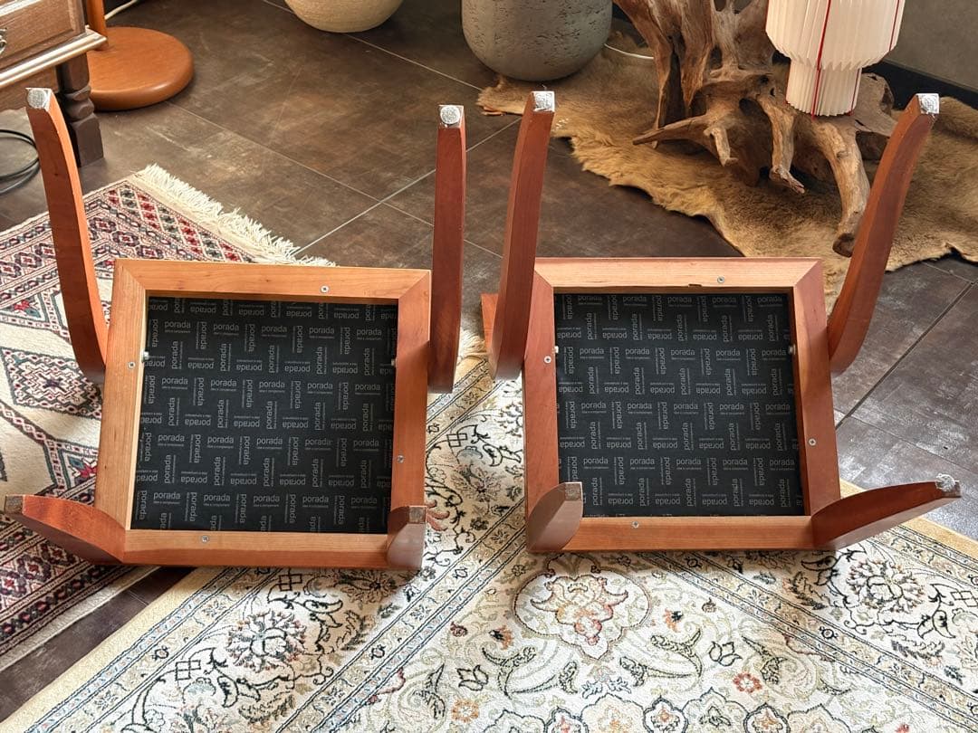 尾州生地リメイク　Porada　木製チェア　椅子　イタリア家具　2脚セット　YZ