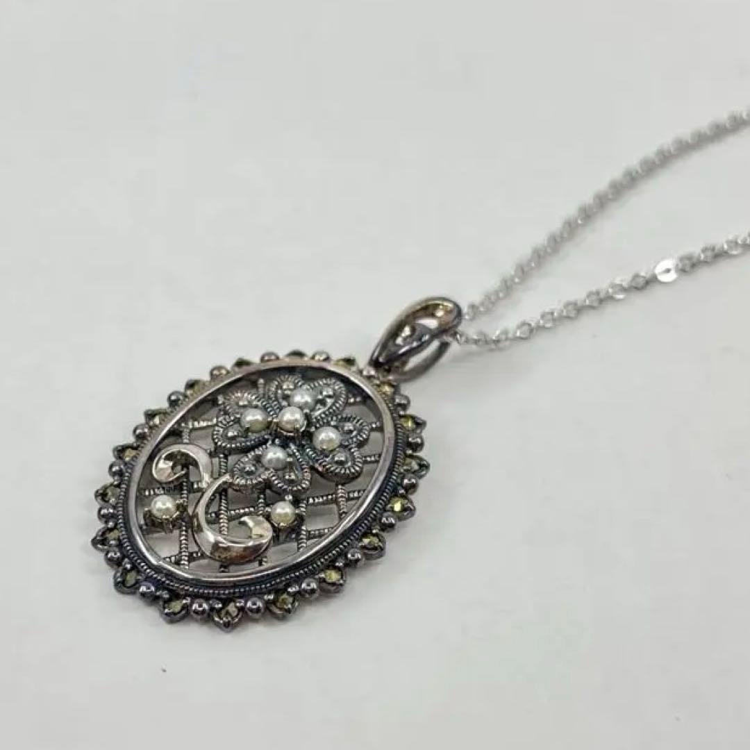 【Rokuzan/碌山】四葉のクローバー　シードパール　　アンティークデザイン