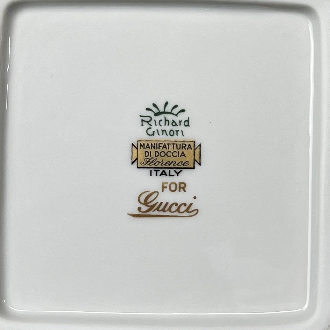 リチャードジノリ グッチ 金彩 花絵 スクエア アッシュトレイ 灰皿 プレート