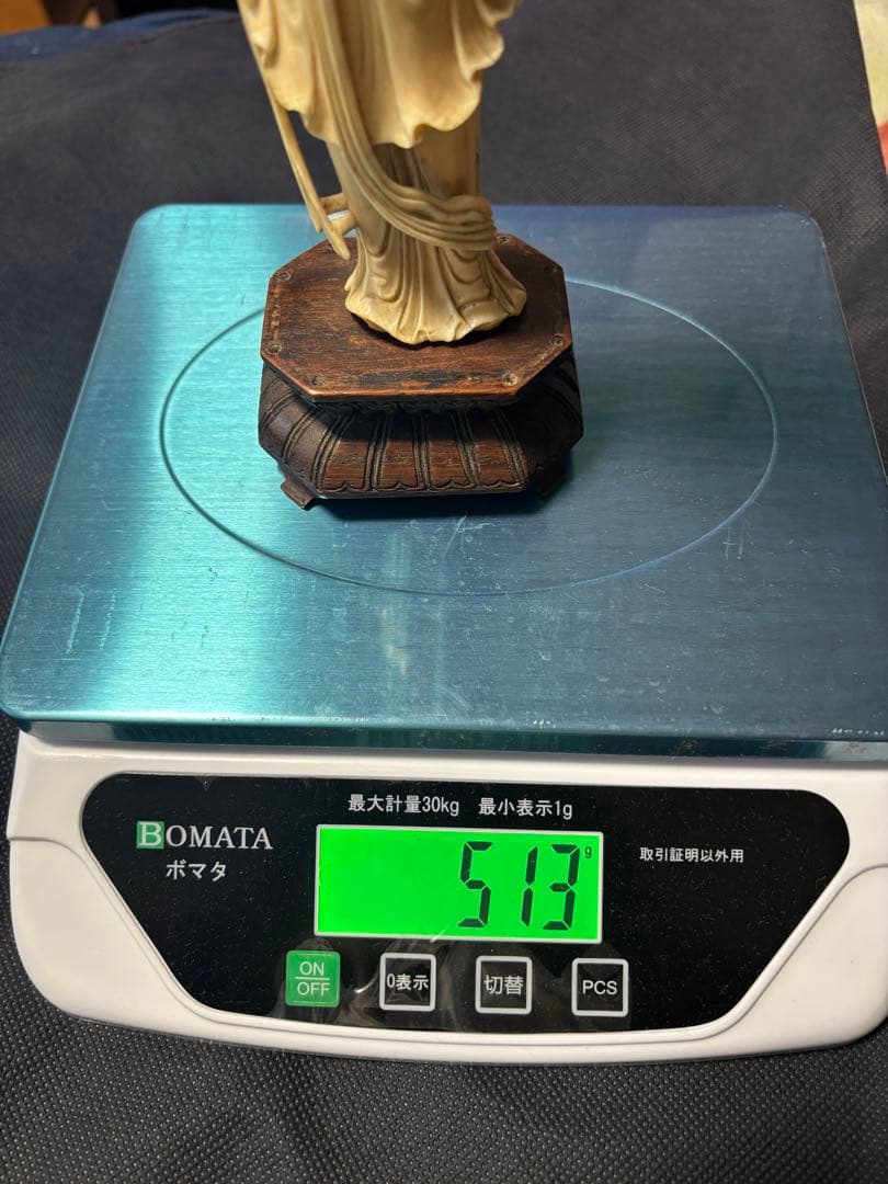 極上古美術品　マンモス　清の時代　美人像513g 台座付き32cm