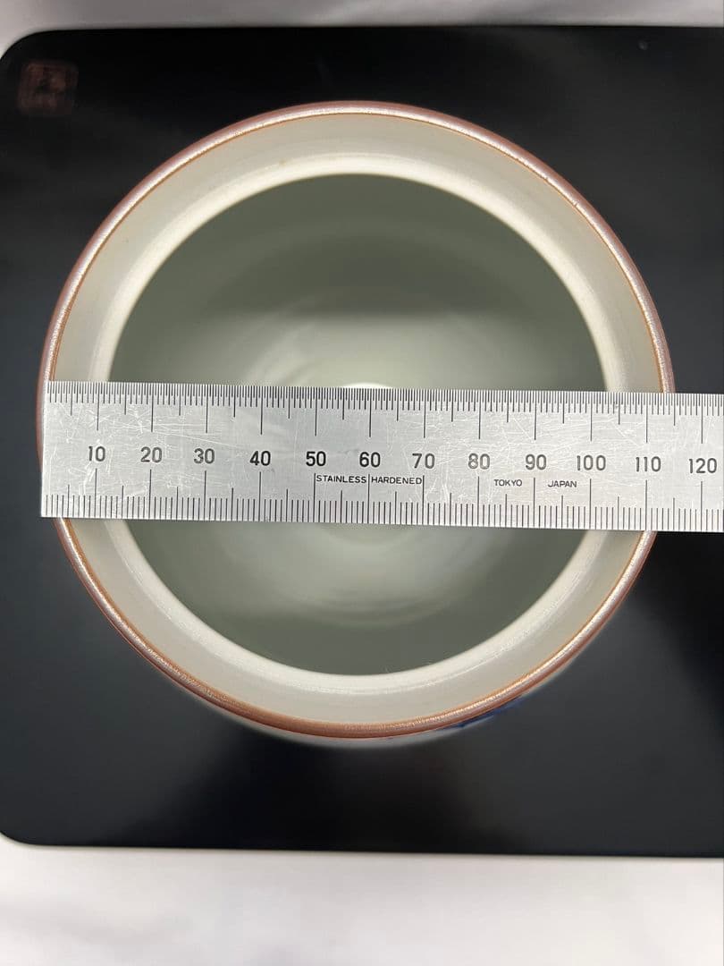 染付近江八景 水指  押小路焼 庄左エ門  茶道具