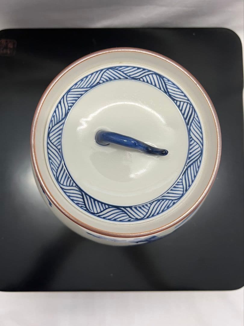 染付近江八景 水指  押小路焼 庄左エ門  茶道具