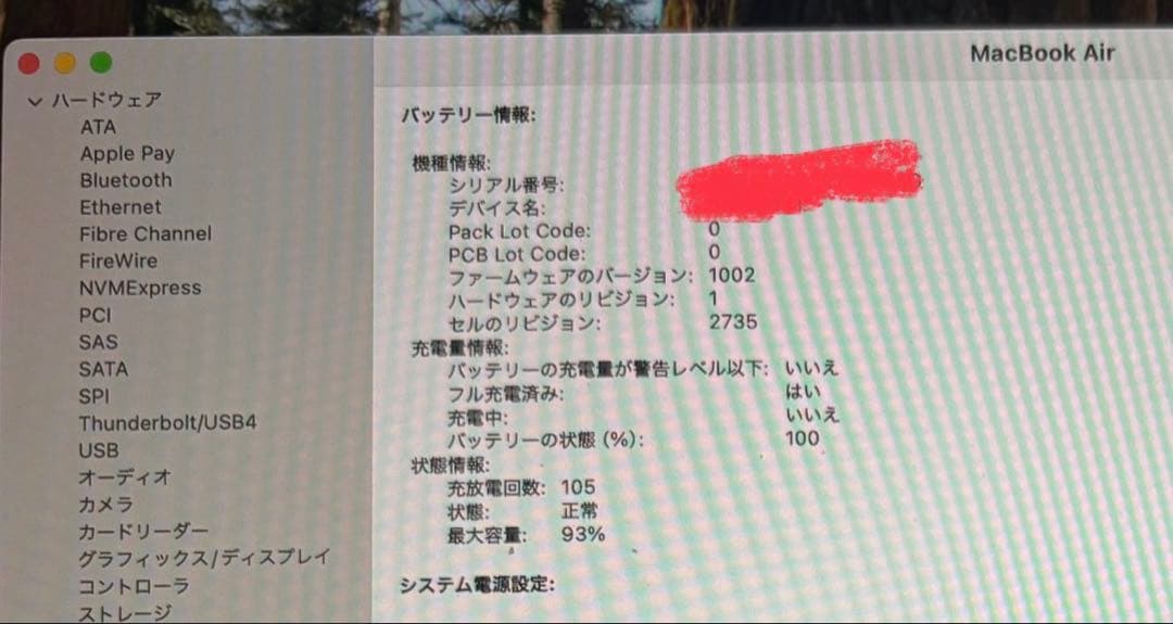 送料込・MacBook Air13.3インチ(M1, 2020) 本体と充電器