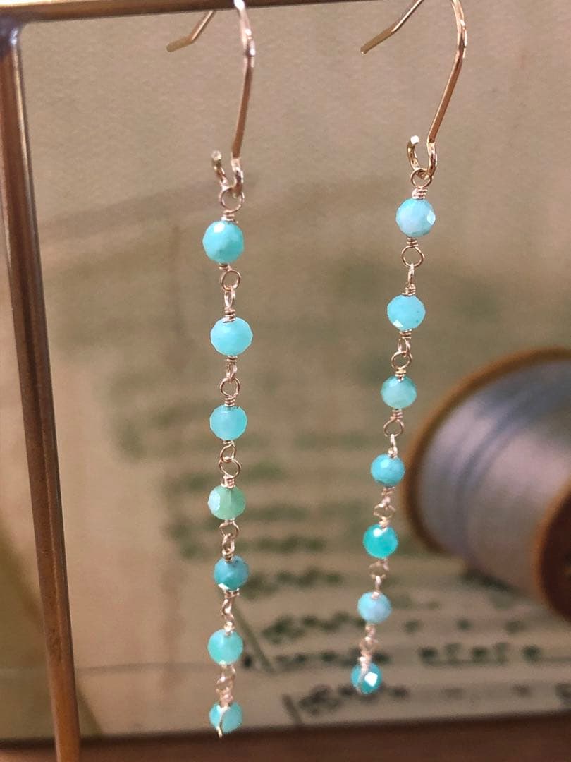 No.2075★14KGF天然石ブラジル産エメラルド￼￼のピアス