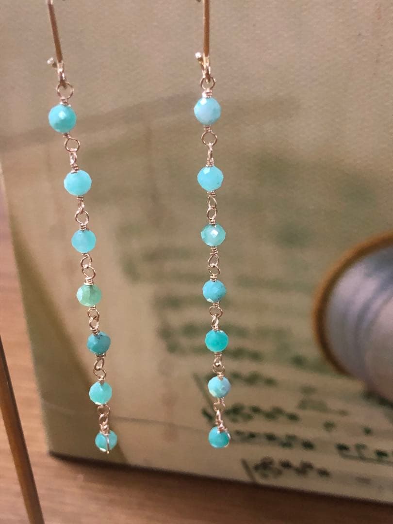 No.2075★14KGF天然石ブラジル産エメラルド￼￼のピアス