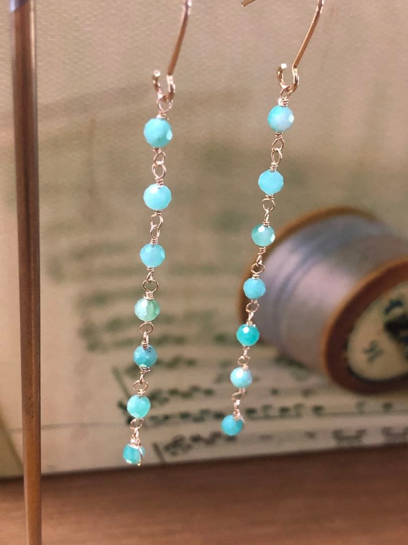 No.2075★14KGF天然石ブラジル産エメラルド￼￼のピアス