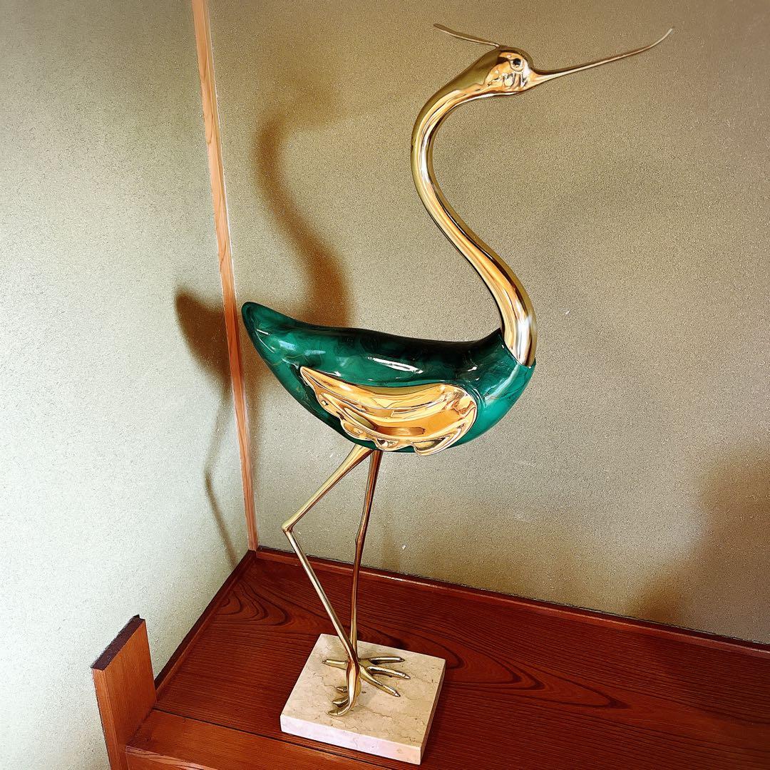 ANTONIO PAVIA イタリア製 漆塗り 金メッキ ブロンズ製 サギ 置物