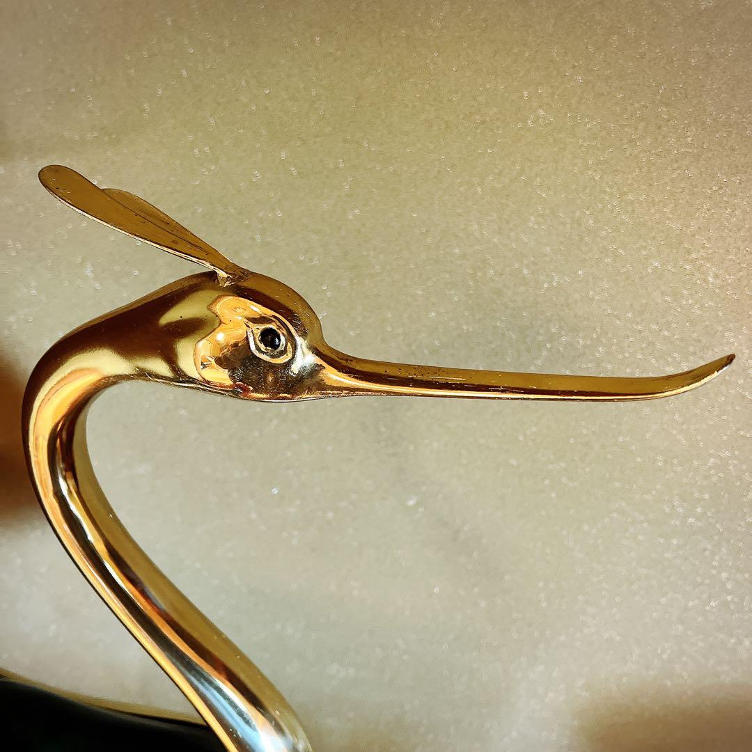 ANTONIO PAVIA イタリア製 漆塗り 金メッキ ブロンズ製 サギ 置物