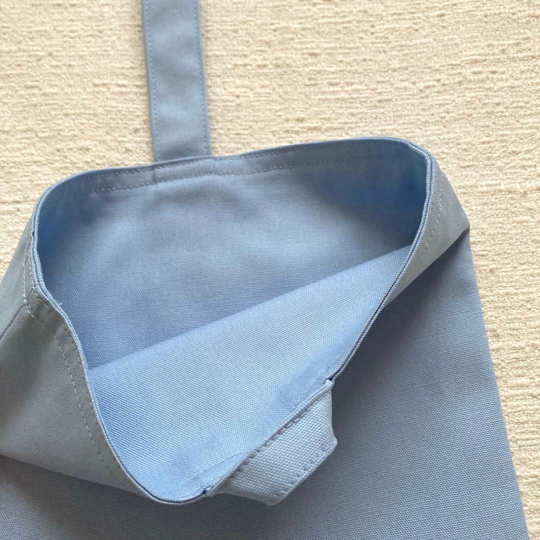 ぽち！小花柄フリルレッスンバッグ+上履き袋+体操服袋+給食袋　くすみブルー