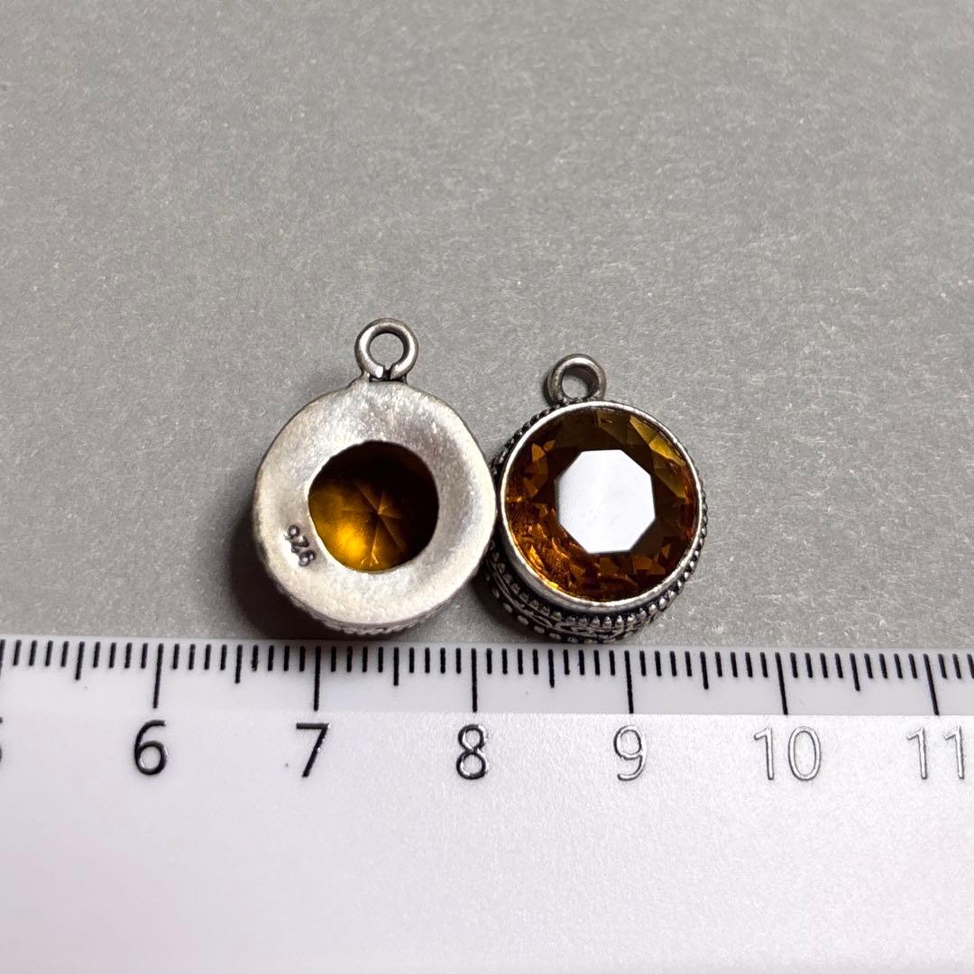 SV925 枠留め ブランデーシトリン ピアス イヤリング 天然石　11月誕生石