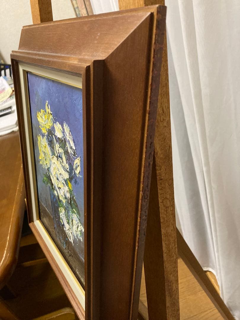 油彩　油絵　静物画　バラの花　作者不詳　Ｆ３号　額装　箱無　デパート販売