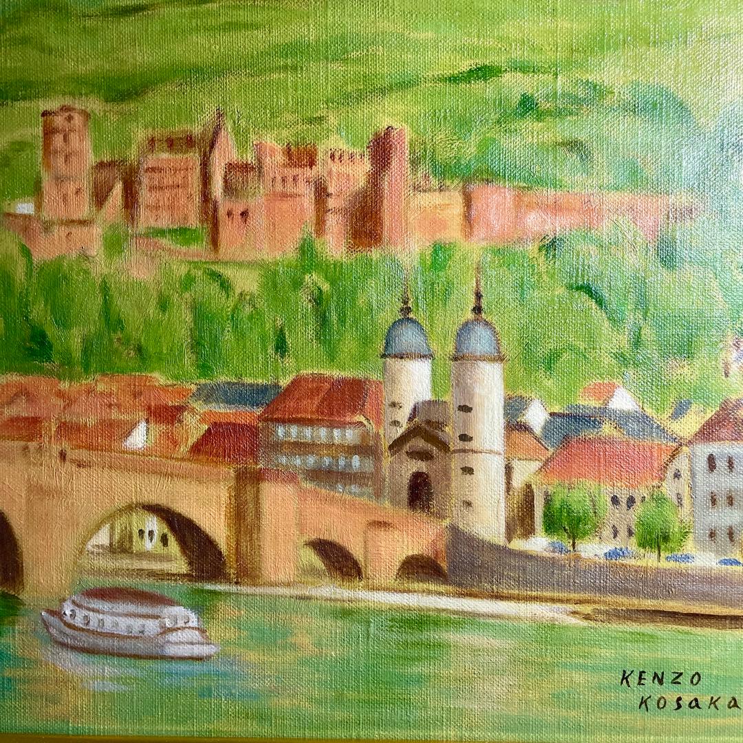 ◆油彩画 【小坂健三】『古城（ハイデンベルグ）』 F4号 元太平洋美術会副会長◆