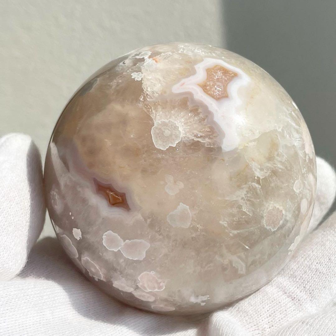 高品質 チェリーブロッサムアゲード スフィア　天然石丸玉　フラワーアゲート