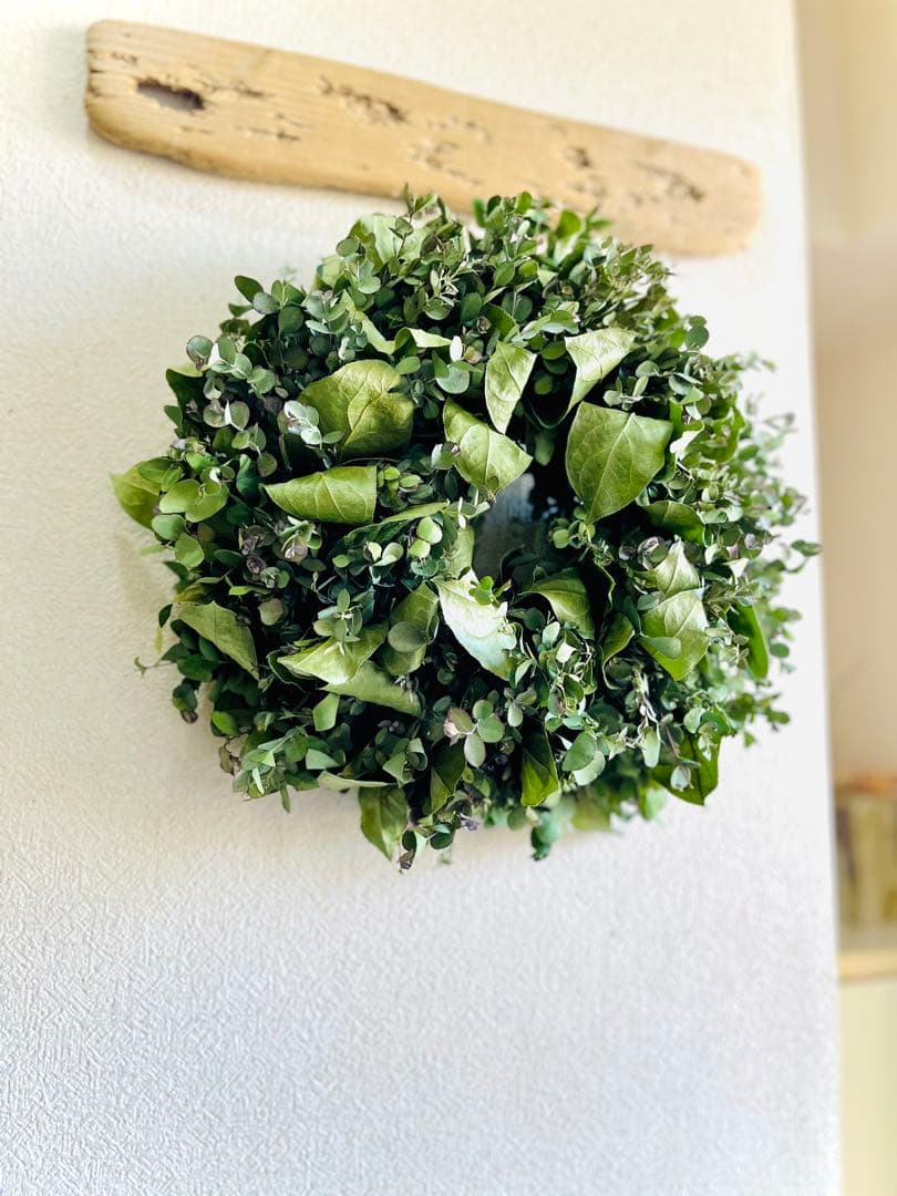 ユーカリ　リース　フライングリース　ドライフラワー　春　スワッグ　ミモザ