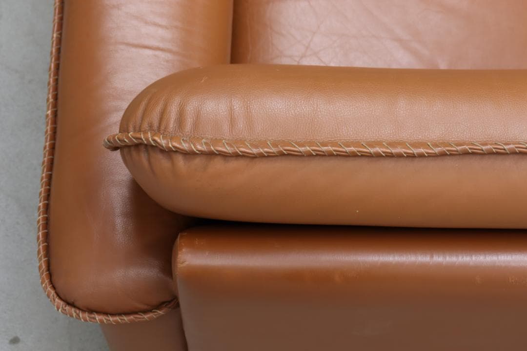 ヴィンテージ 本革 3Pソファ 3シーター レザー モダン ブラウン 茶 レトロ