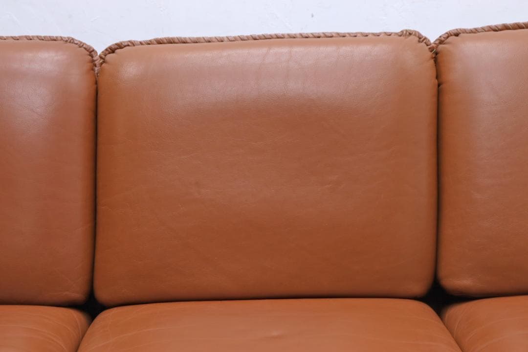 ヴィンテージ 本革 3Pソファ 3シーター レザー モダン ブラウン 茶 レトロ