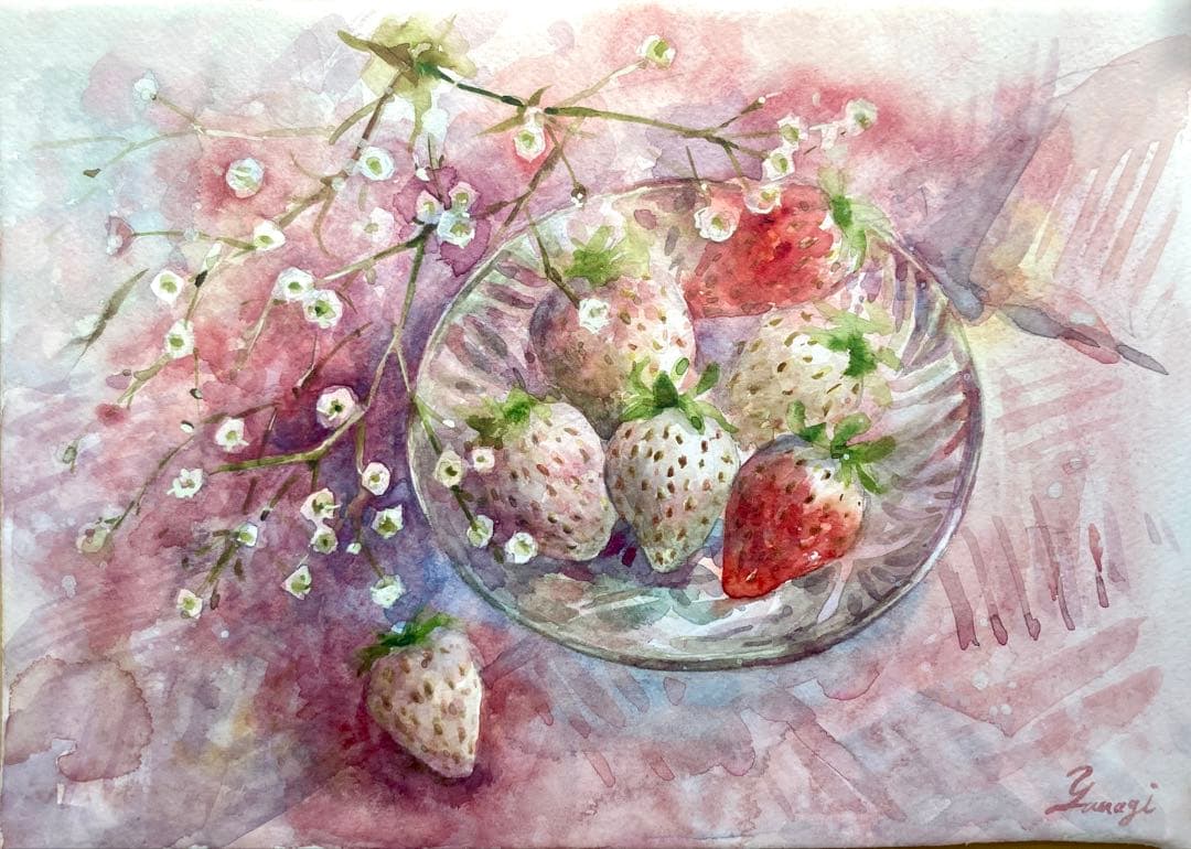 水彩画 原画 白い宝石