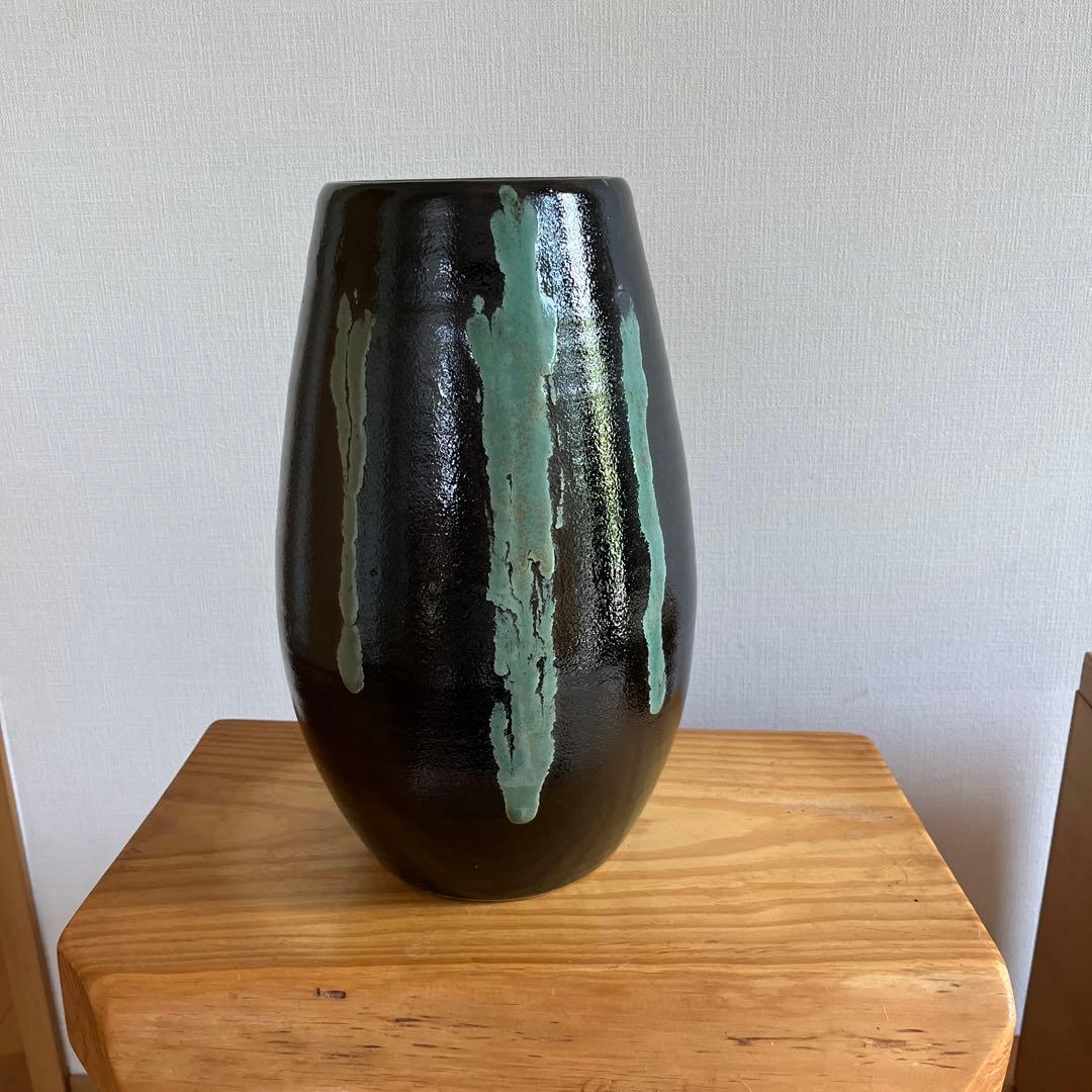 龍門司焼 花瓶  黒薩摩