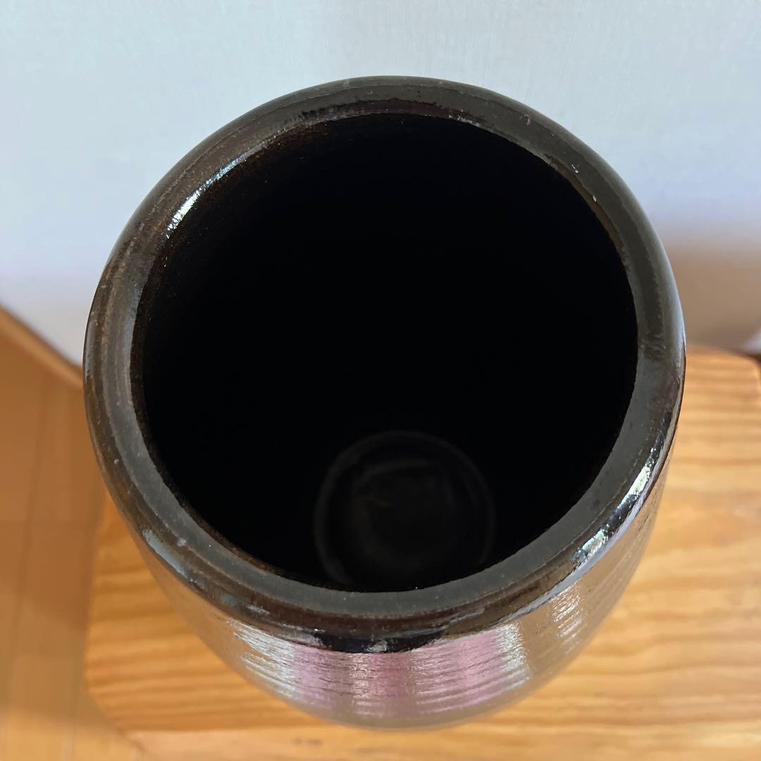 龍門司焼 花瓶  黒薩摩