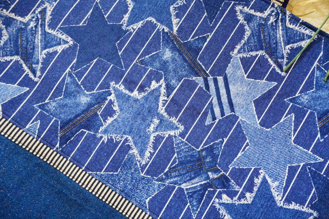 入学用品　小学生　小学校　レッスンバッグ　カジュアル　紺　デニム　星　大きめ