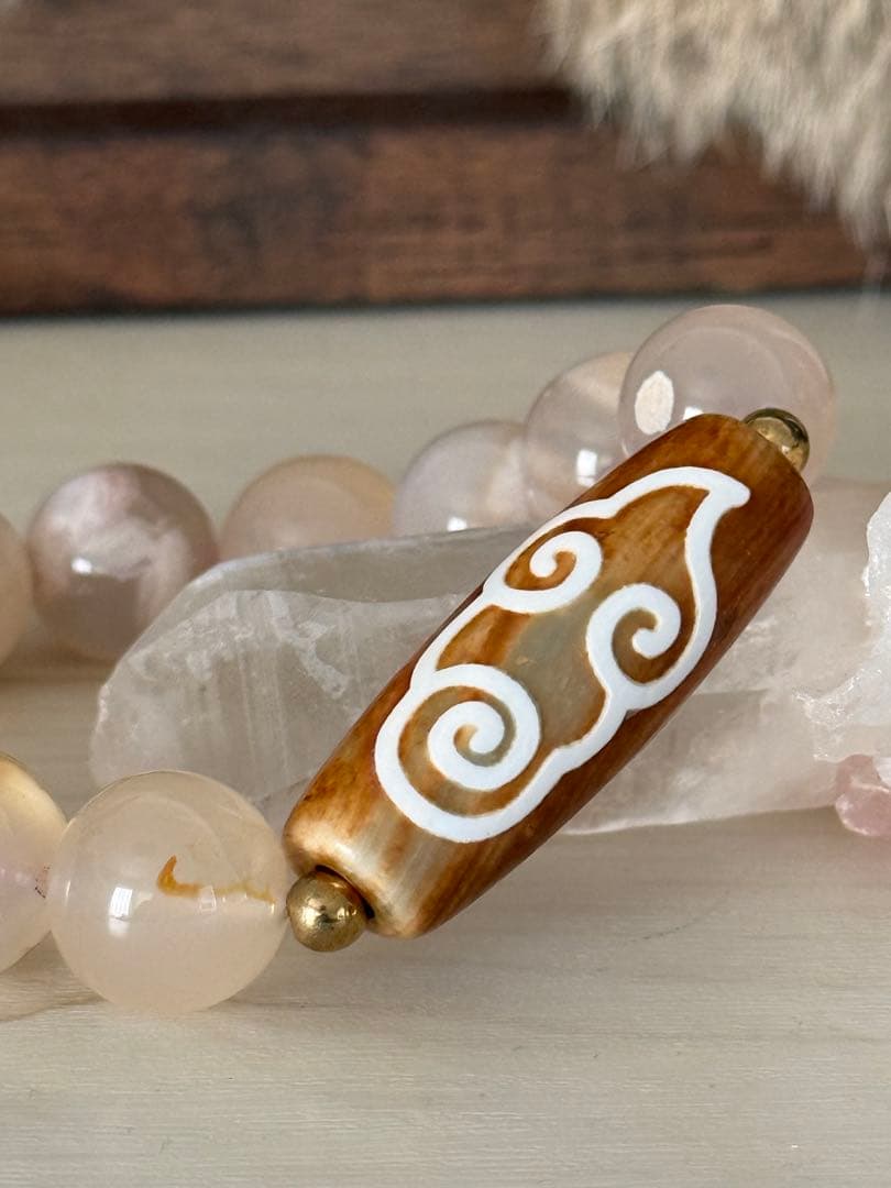 【瑞雲天珠】ボリューム天珠 天然石ブレスレット 約39mm｜お守り