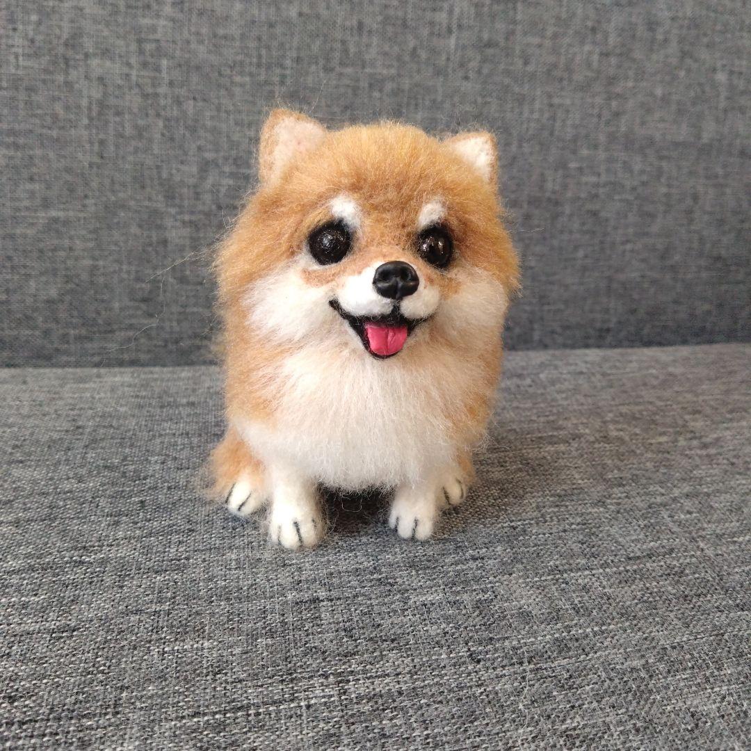 羊毛フェルト ポメラニアン ハンドメイド　犬　ぬいぐるみ　置物