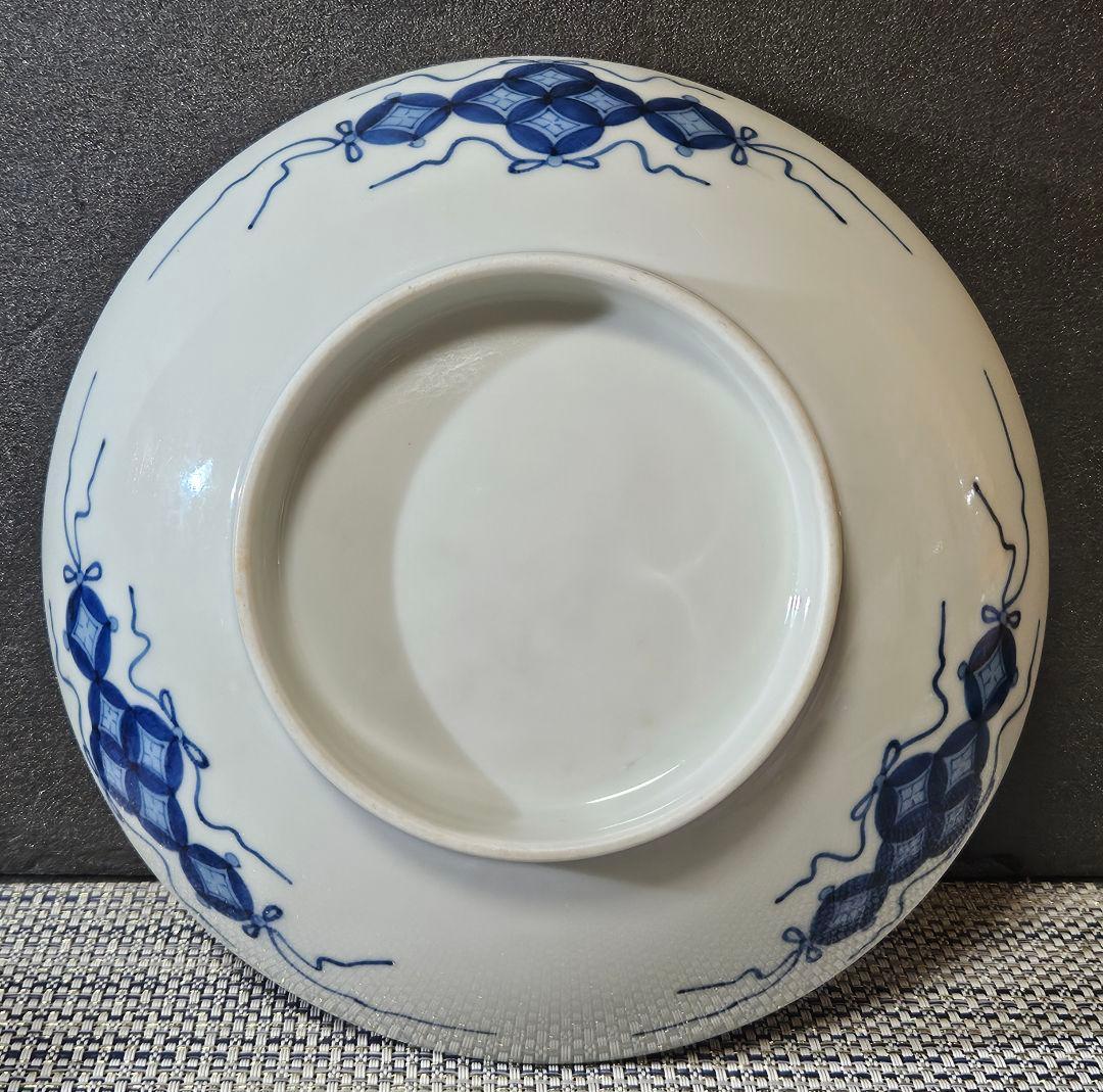 【本物保証❗】江戸時代後期　後期藍鍋島　芙蓉の図　径 約20.8cm　櫛高台皿