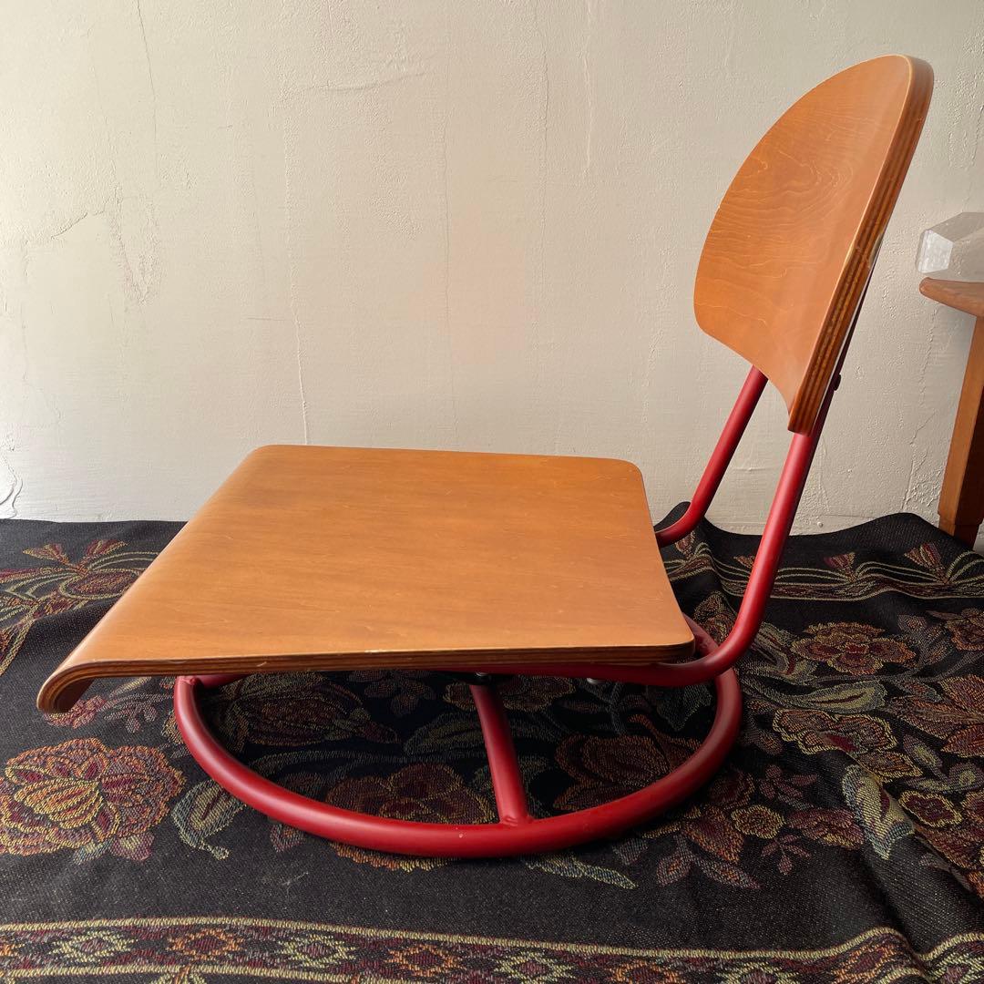 木製　ローラウンドチェア　スクールチェア　回転座椅子　ヴィンテージ　スチール