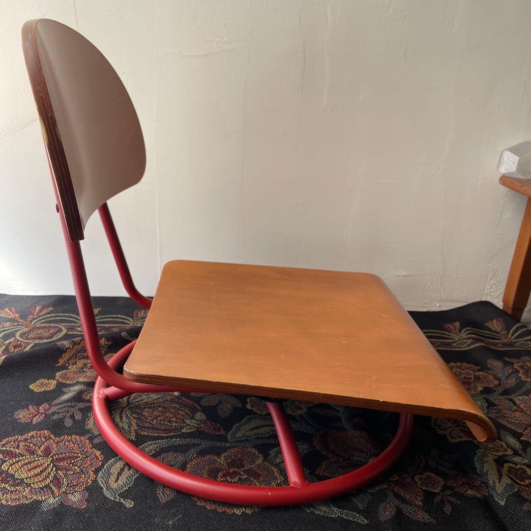 木製　ローラウンドチェア　スクールチェア　回転座椅子　ヴィンテージ　スチール