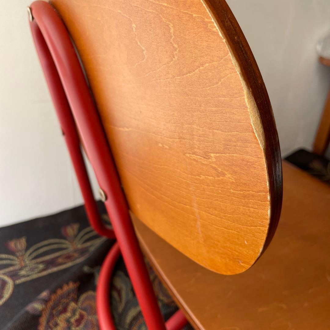 木製　ローラウンドチェア　スクールチェア　回転座椅子　ヴィンテージ　スチール