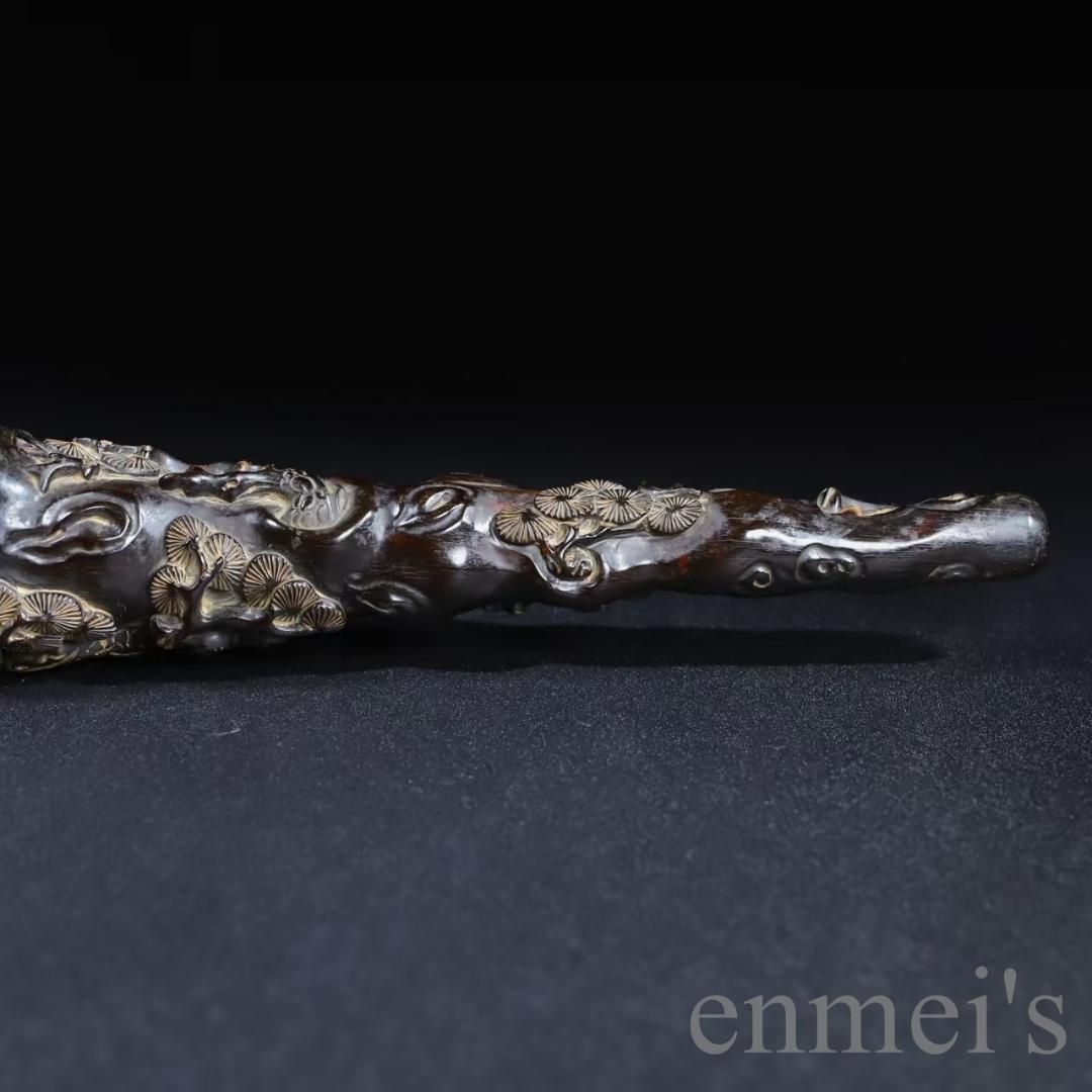 中国古美術『旧蔵 牛角彫刻 文人泛舟置物』文人趣味 極細工 古玩 骨董品 古美味